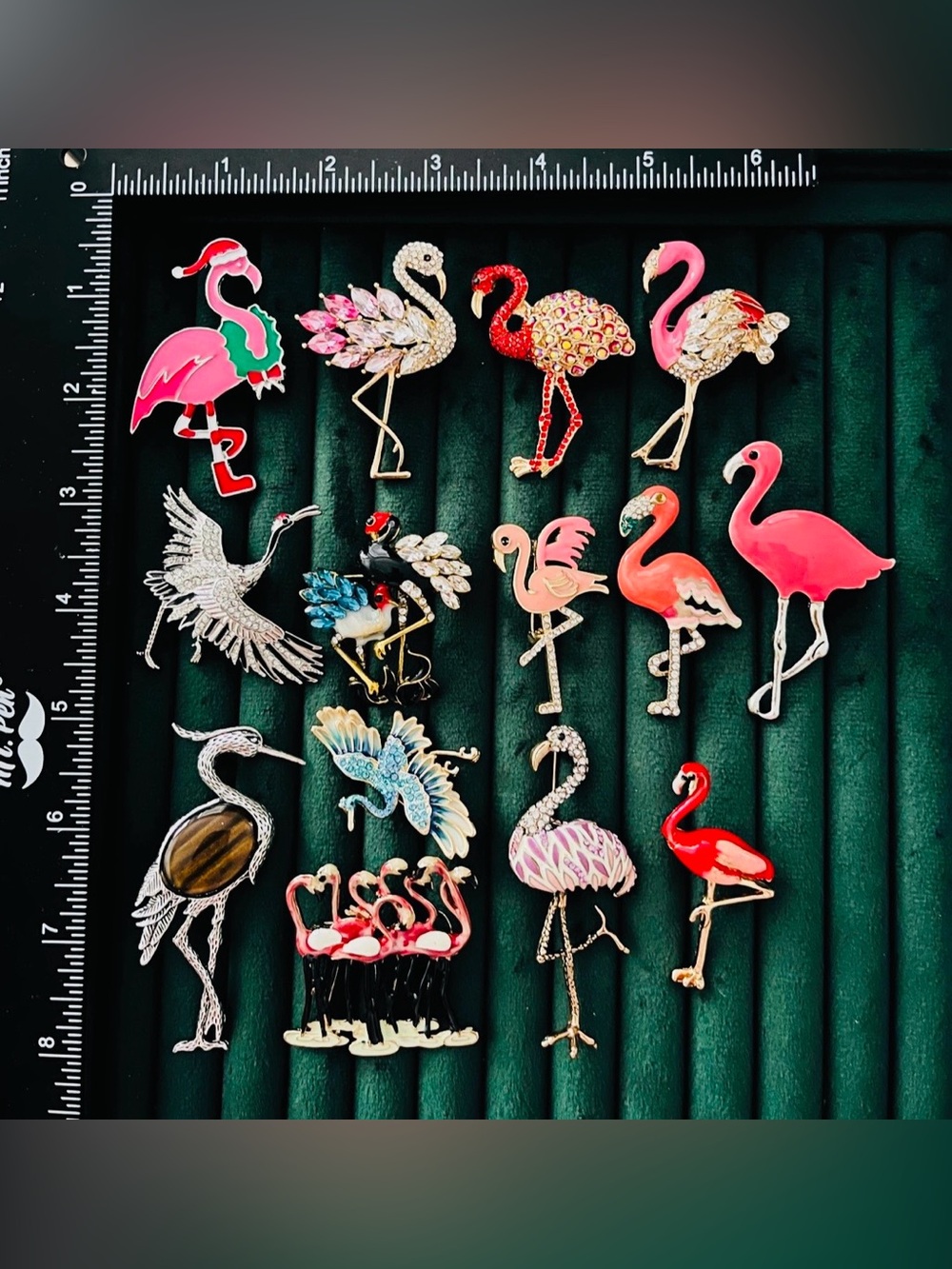 Elegant Flamingo Brooch Set